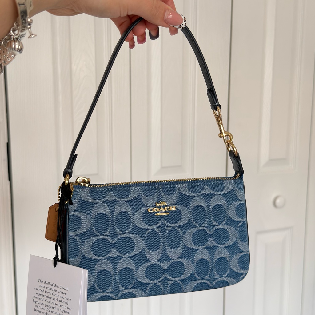 Coach Nolita 19 In Signature Denim Blue Wristlet Bag
